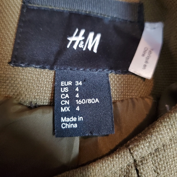 H&M Faux Leather Sleeve Trench Coat Jacket - Picture 5 of 6